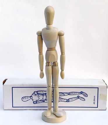 Wooden Male Model Human Movable Limbs Artist Mannequin - 30cm - Cream The Stationers